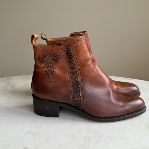 Lottusse Brown Leather Ankle Boots – Size 38 - Picture 1 of 8